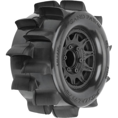 Pro-Line kolo 1:10, pneu 2.8" Sand Paw HP Belted, disk černý Raid 12/14mm (2)