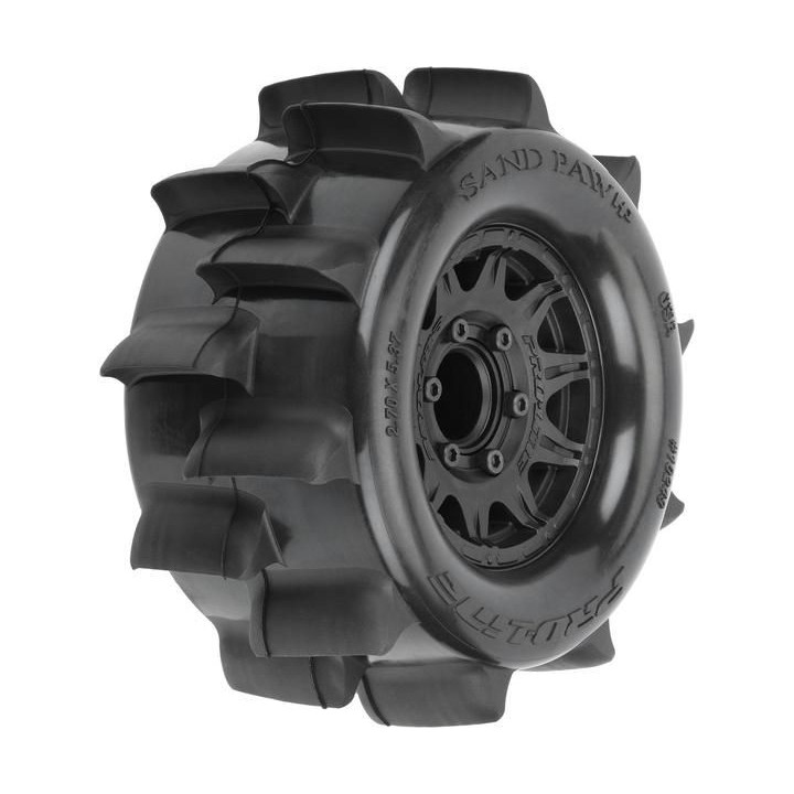 Pro-Line kolo 1:10, pneu 2.8" Sand Paw HP Belted, disk černý Raid 12/14mm (2)