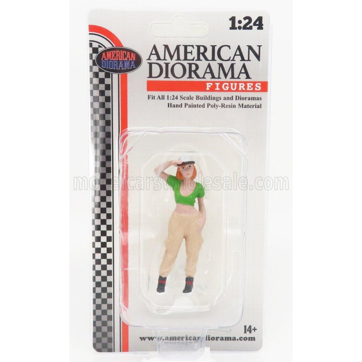 AMERICAN DIORAMA FIGURES GIRL HIP HOP - 1 - BEIGE GREEN 1/24