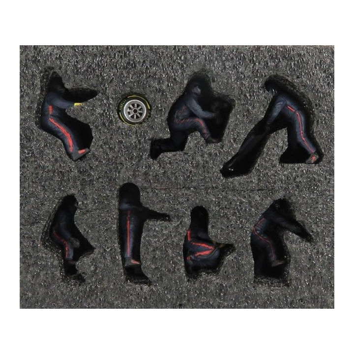 AMERICAN DIORAMA FIGURES F1  SET 1 2020 - DIORAMA PIT-STOP SET 7 X MECCANICI - MECHANICS - WITH DECALS - MATT BLUE RED 1/43