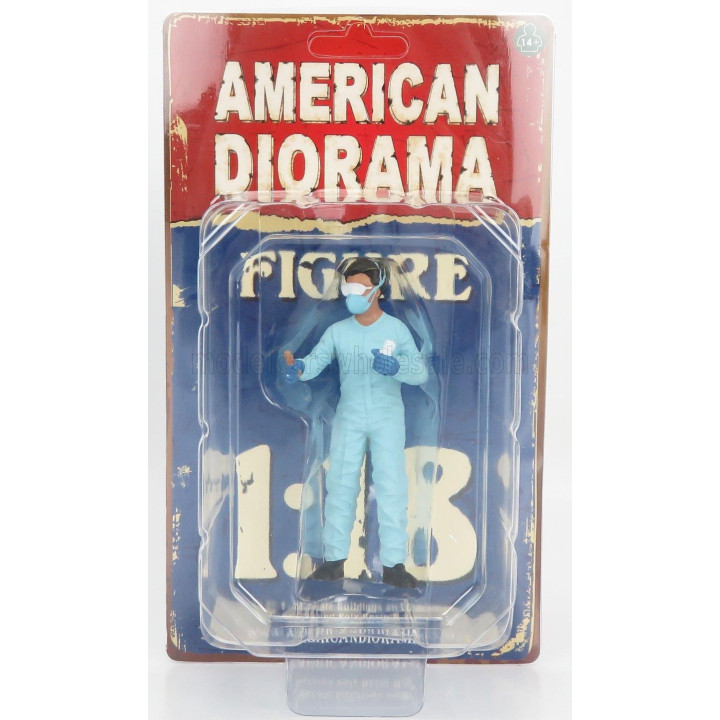AMERICAN DIORAMA FIGURES MAN - HAZMAT CREW FIGURE II - LIGHT BLUE 1/18