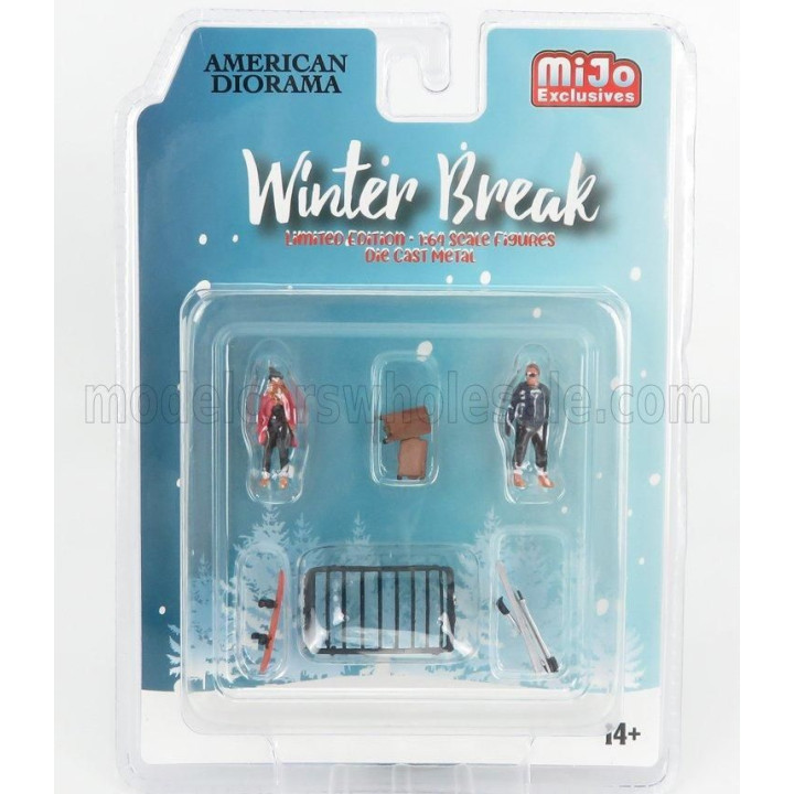 AMERICAN DIORAMA FIGURES SET 4X WINTER BREAK - VARIOUS 1/64