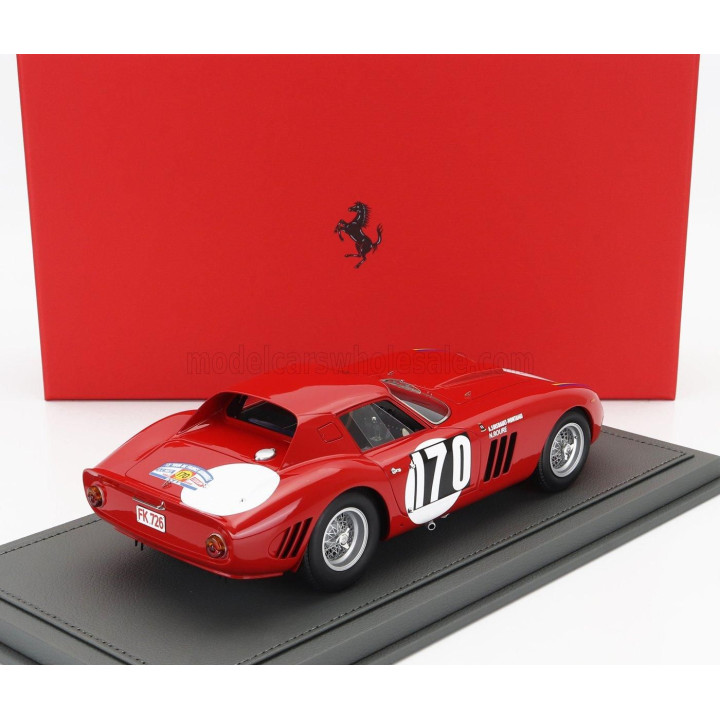 BBR MODELS FERRARI 250 GTO COUPE N 170 TOUR DE FRANCE 1964 ANNIE SOISBAULT - NICOLE ROURE - CON VETRINA - WITH SHOWCASE - RED 1/