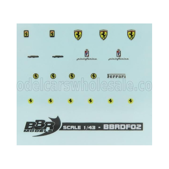 BBR MODELS FERRARI DECALS - HIGH QUALITY - WITH THREADS OF REAL CHROME 1/43