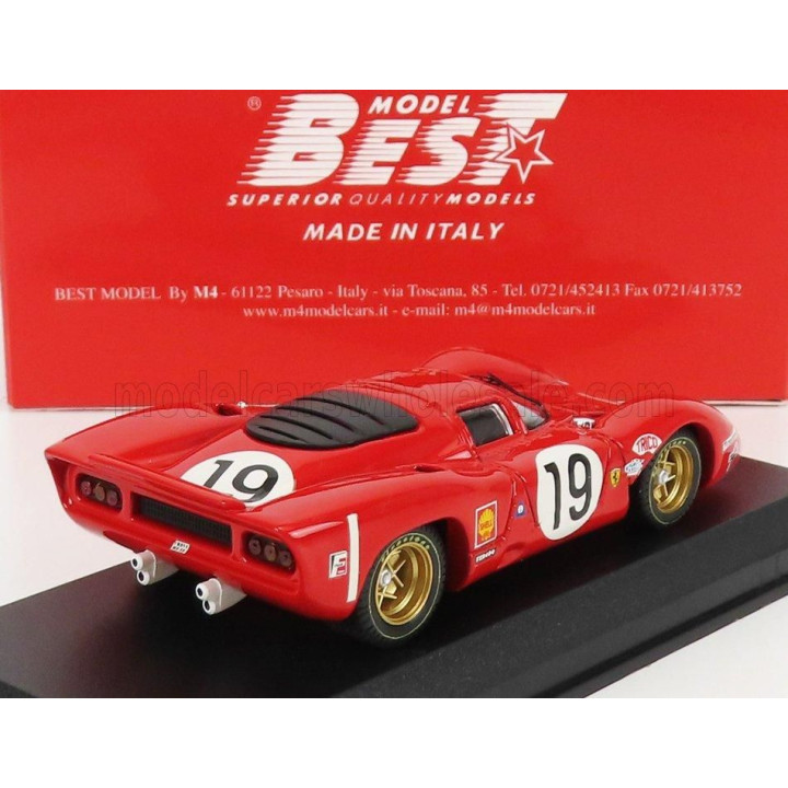 BEST MODEL FERRARI 312P 3.0L V12 COUPE TEAM SEFAC N 19 24h LE MANS 1969 C.AMON – P.SCHETTY - RED 1/43