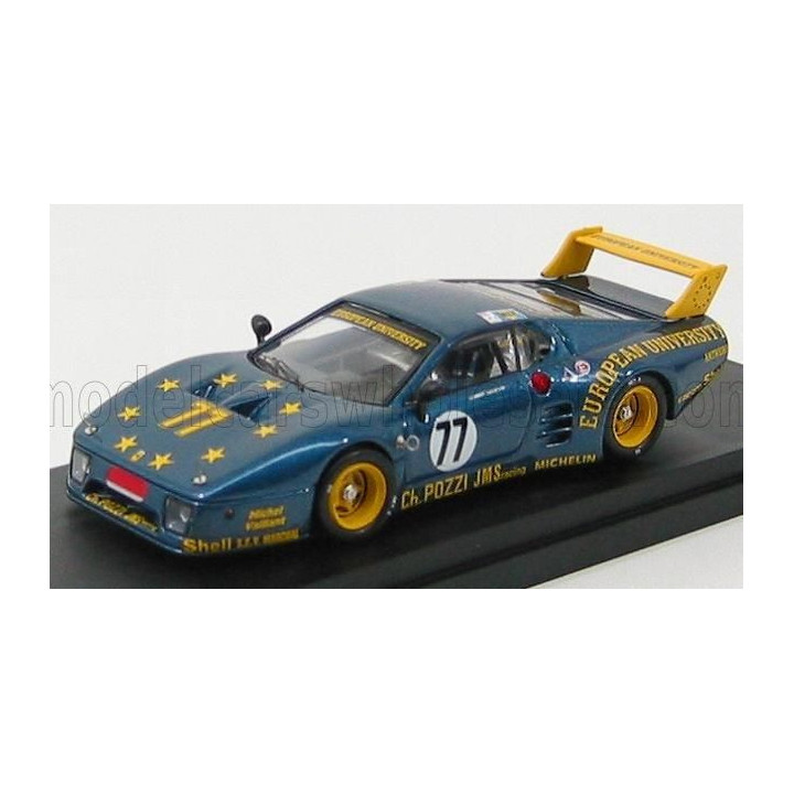 BEST MODEL FERRARI 512BB LM TEAM CHARLES POZZI JMS RACING N 77 24h LE MANS 1980 J.C.ANDRUET - C.BALLOT LENA - BLUE MET YELLOW 1/