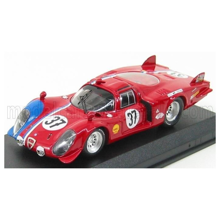 BEST MODEL ALFA ROMEO 33.2 COUPE N 37 LE MANS 1968 PILETTE - SLOTEMAKET - RED BLUE 1/43