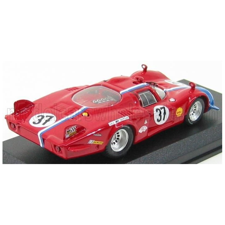 BEST MODEL ALFA ROMEO 33.2 COUPE N 37 LE MANS 1968 PILETTE - SLOTEMAKET - RED BLUE 1/43