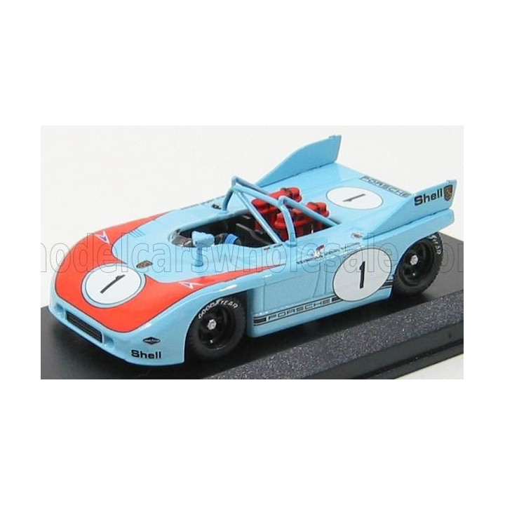 BEST MODEL PORSCHE 908/3 N 1 BRANS-HATCH 1972 JOST - CASONI - LIGHT BLUE ORANGE 1/43