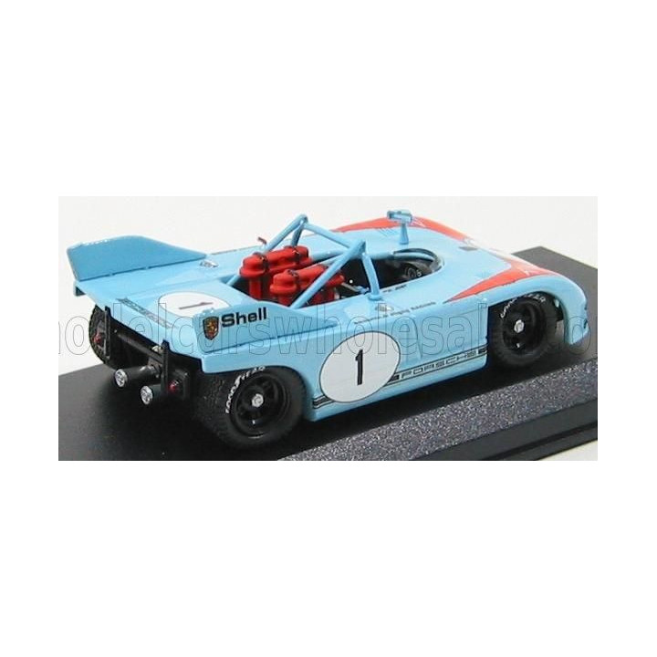 BEST MODEL PORSCHE 908/3 N 1 BRANS-HATCH 1972 JOST - CASONI - LIGHT BLUE ORANGE 1/43