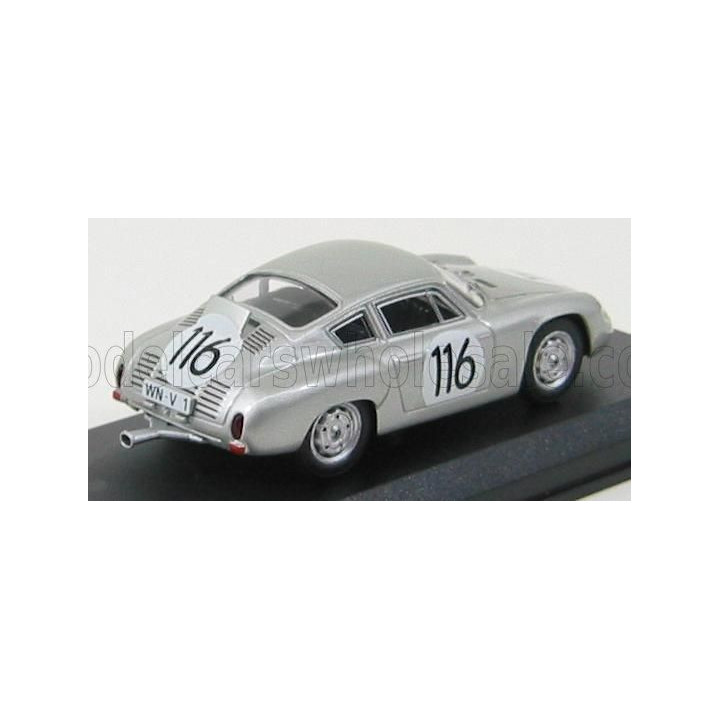 BEST MODEL PORSCHE 1600GS ABARTH N 116 TARGA FLORIO 1960 LINGE - STRAHLE - LISSMANN - SILVER 1/43