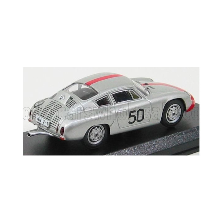 BEST MODEL PORSCHE 1600GS ABARTH N 50 TARGA FLORIO 1962 STRALE - HAHNL - SILVER RED 1/43