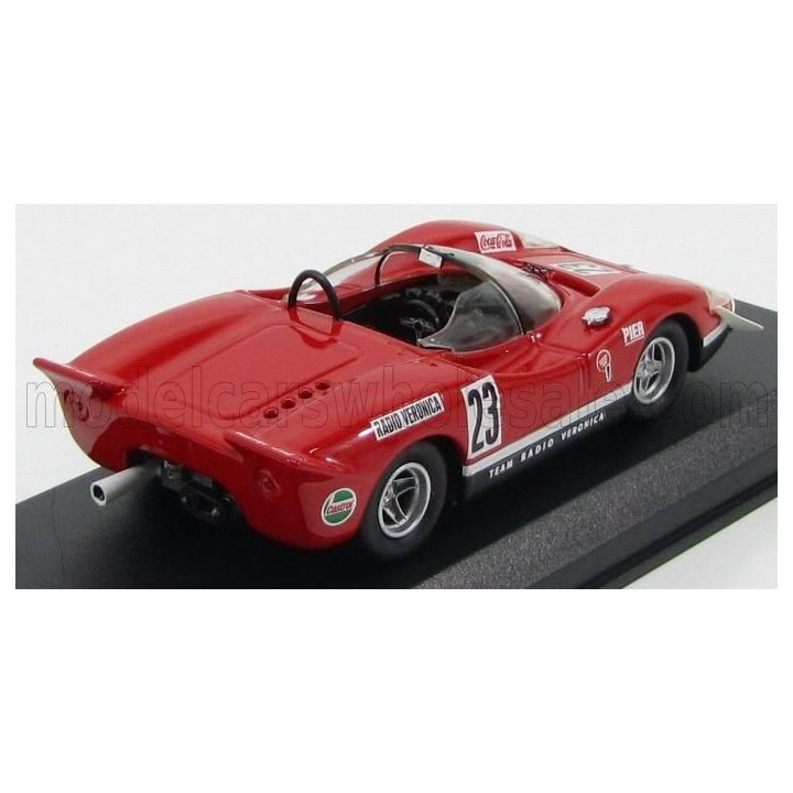 BEST MODEL FIAT ABARTH 2000S SPIDER TEAM RADIO VERONICA N 23 SILVERSTONE 1969 E.SWART - RED 1/43