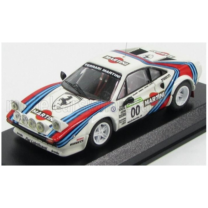 BEST MODEL FERRARI 308 GTB COUPE MARTINI TEAM MAKELA AUTO TUNING (night version) N 00 HISTORY RALLY FINLANDIA 2009 - WHITE 1/43
