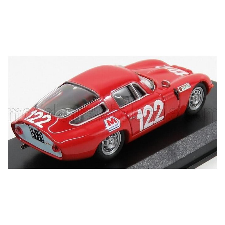 BEST MODEL ALFA ROMEO TZ1 SCUDERIA PAGASO N 122 TARGA FLORIO 1966 LO PICCOLO - SUTERA - RED 1/43