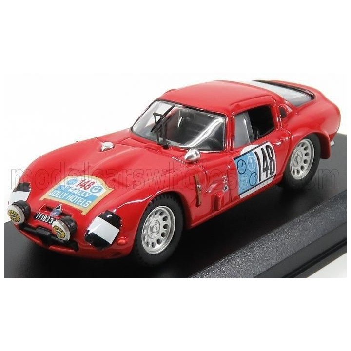 BEST MODEL ALFA ROMEO TZ2 N 148 RALLY PERGUSA JOLLY HOTEL 1965 DE ADAMICH - LINI - RED 1/43