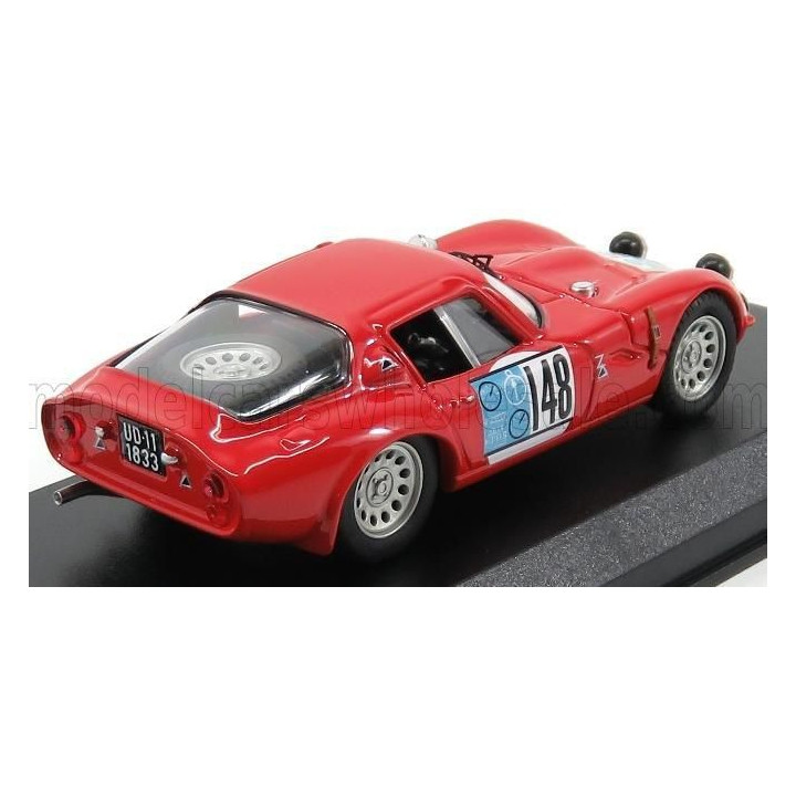 BEST MODEL ALFA ROMEO TZ2 N 148 RALLY PERGUSA JOLLY HOTEL 1965 DE ADAMICH - LINI - RED 1/43