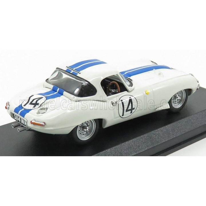 BEST MODEL JAGUAR E-TYPE N 14 24h LE MANS 1963 HANSGEN - PABST - WHITE BLUE 1/43