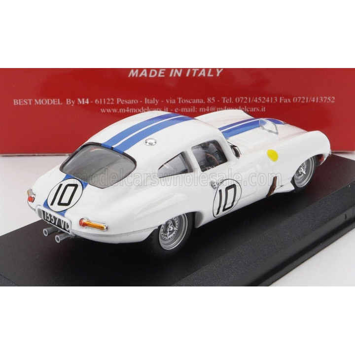 BEST MODEL JAGUAR E-TYPE 3.8L S6 COUPE TEAM BRIGGS CUNNINGHAM N 10 4th 24h LE MANS 1962 B.CUNNINGHAM - R.SALVADORI - WHITE BLUE 
