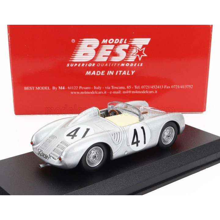 BEST MODEL PORSCHE 550RS SPIDER TEAM PORSCHE K.G. N 41 12h SEBRING 1958 HARRY SCHELL - WOLFANG SEIDEL - SILVER 1/43