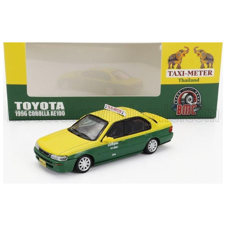 BM CREATIONS TOYOTA COROLLA AE100 THAILAND TAXI 1996 - YELLOW GREEN 1/64