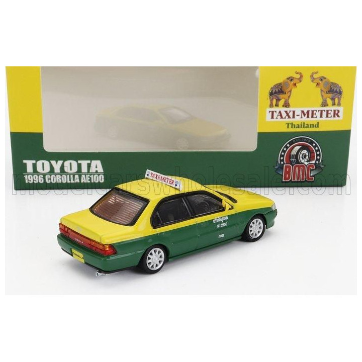 BM CREATIONS TOYOTA COROLLA AE100 THAILAND TAXI 1996 - YELLOW GREEN 1/64