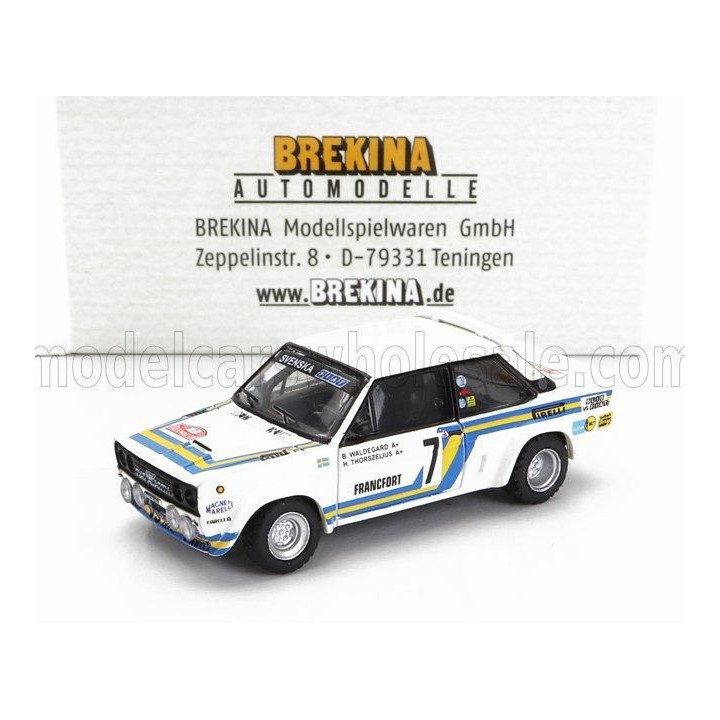 BREKINA PLAST FIAT 131 ABARTH TEAM SVENSKA FIAT N 7 3rd RALLY MONTECARLO 1980 BJORN WALDEGAARD - HANS THORSZELIUS - WHITE 1/87
