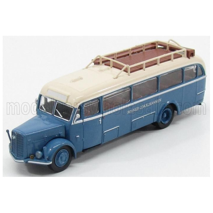 BREKINA PLAST SAURER BT4500 AUTOBUS WIENER LOKALBAHNEN 1954 - LIGHT BLUE IVORY 1/87