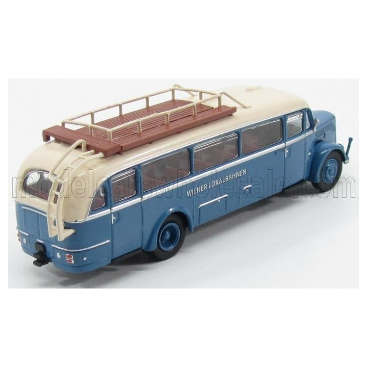 BREKINA PLAST SAURER BT4500 AUTOBUS WIENER LOKALBAHNEN 1954 - LIGHT BLUE IVORY 1/87