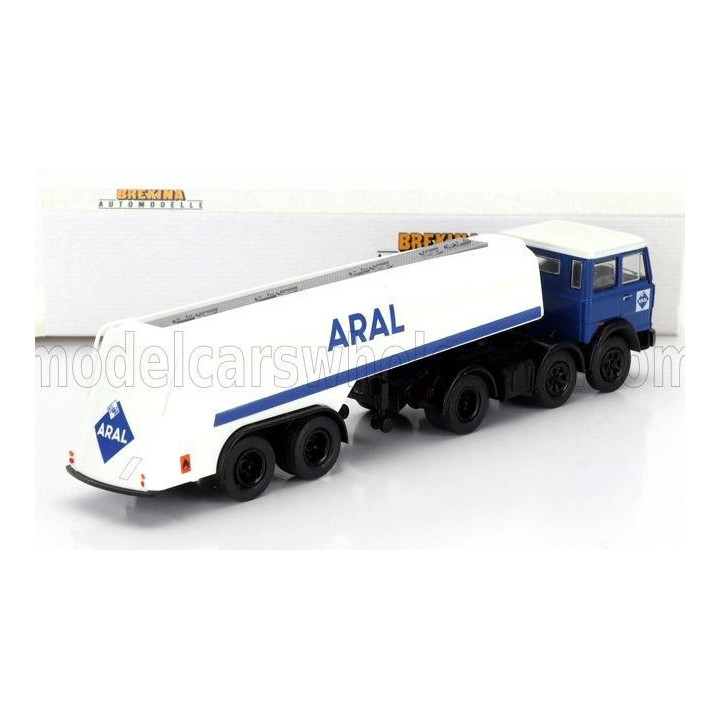 BREKINA PLAST FIAT 691 T TANKER TRUCK ARAL 1970 - BLUE WHITE 1/87