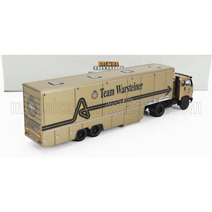 BREKINA PLAST VOLVO F89 TRUCK CAR TRANSPORTER TEAM F1 WARSTEINER ARROWS 1977 - GOLD 1/87