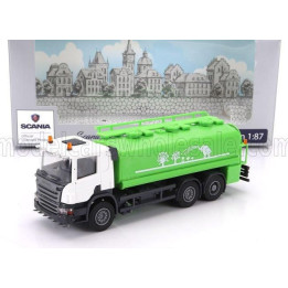 BREKINA PLAST SCANIA P124.860 TANKER TRUCK 3-ASSI 1988 - GREEN WHITE 1/87
