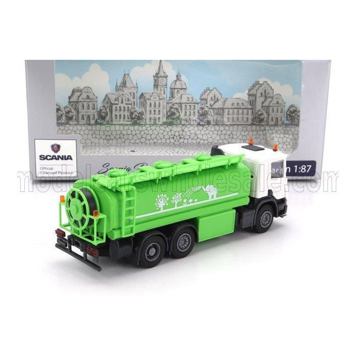 BREKINA PLAST SCANIA P124.860 TANKER TRUCK 3-ASSI 1988 - GREEN WHITE 1/87