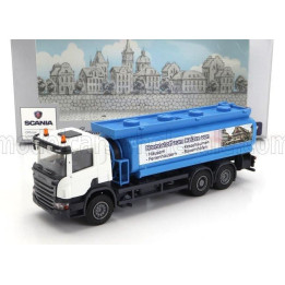 BREKINA PLAST SCANIA P124.860 TANKER TRUCK BRENNSTOFF HEIZEN VON 3-ASSI 1988 - BLUE WHITE 1/87