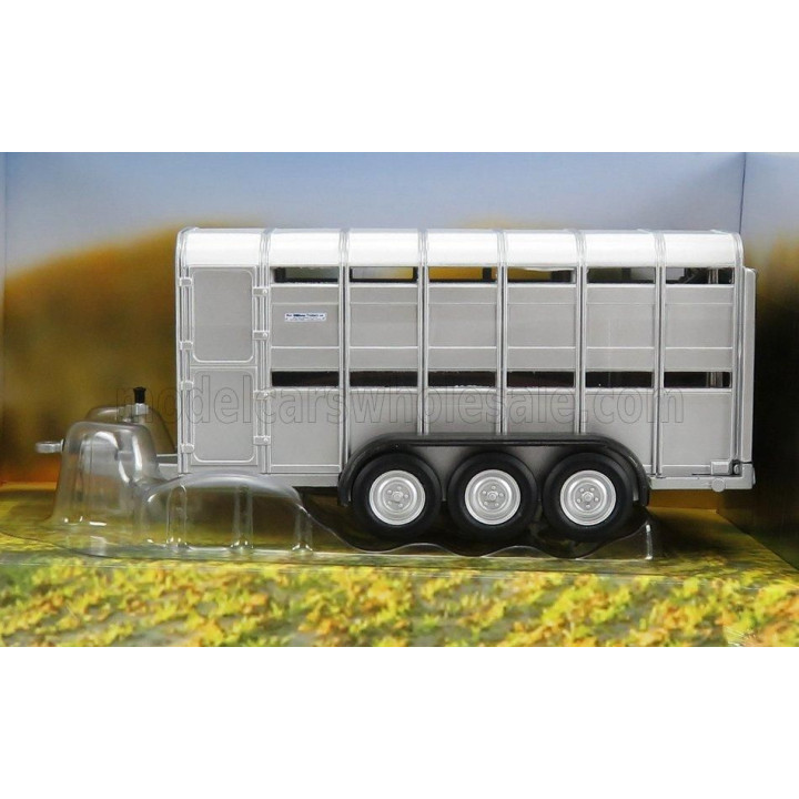 BRITAINS IFOR LIVESTOCK TRAILER - TRASPORTO ANIMALI BESTIAME - SILVER WHITE 1/32