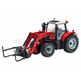 BRITAINS MASSEY FERGUSON 6616 TRACTOR WITH FRONT LOADER - SCRAPER 2016 - RED SILVER 1/32