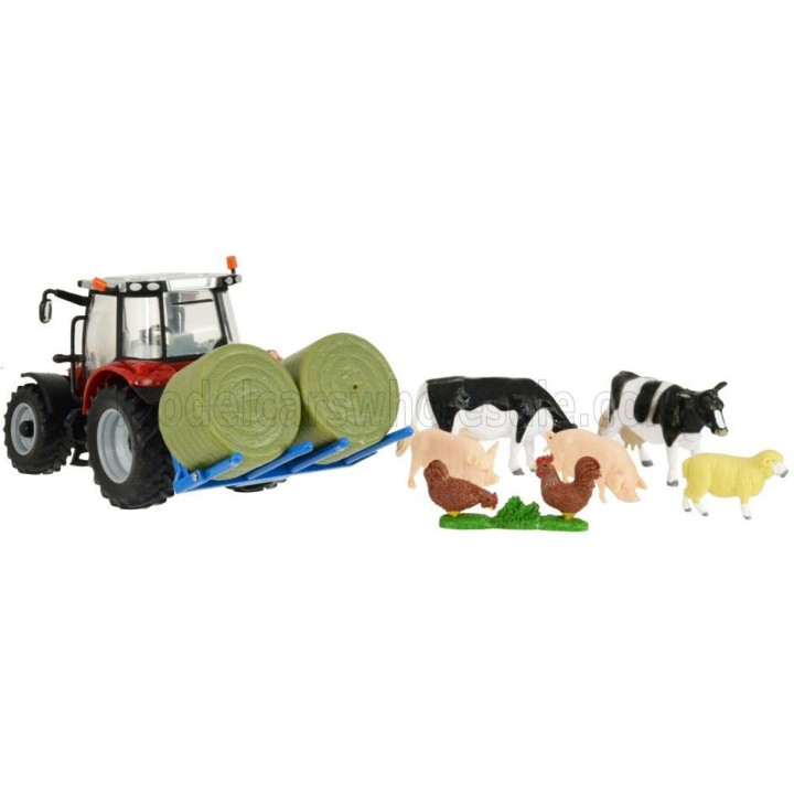 BRITAINS MASSEY FERGUSON 5612 TRACTOR WITH ANIMALS 2016 - RED SILVER 1/32