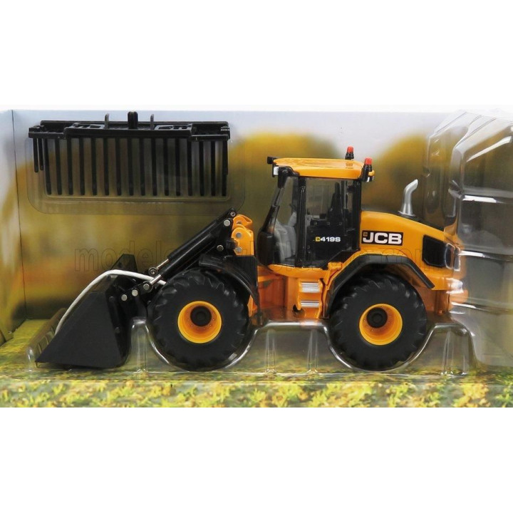 BRITAINS JCB 4195 RUSPA GOMMATA TRACTOR - SCRAPER - YELLOW BLACK 1/32