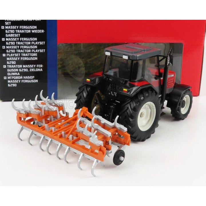 BRITAINS MASSEY FERGUSON 6290 TRACTOR WITH TRAILER 2012 - RED ORANGE 1/32