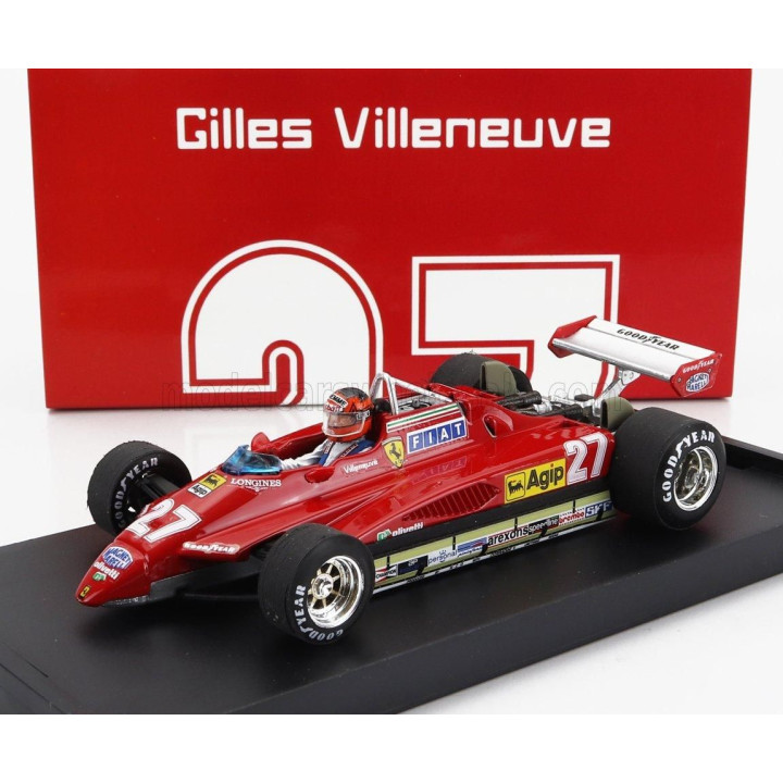 BRUMM FERRARI F1  126C2 N 27 2nd SAN MARINO IMOLA GP 1982 GILLES VILLENEUVE - WITH DRIVER FIGURE - RED 1/43