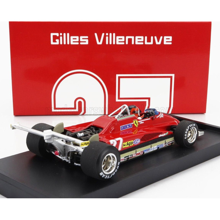 BRUMM FERRARI F1  126C2 N 27 USA OVEST LONG BEACH GP 1982 GILLES VILLENEUVE - WITH DRIVER FIGURE - RED 1/43