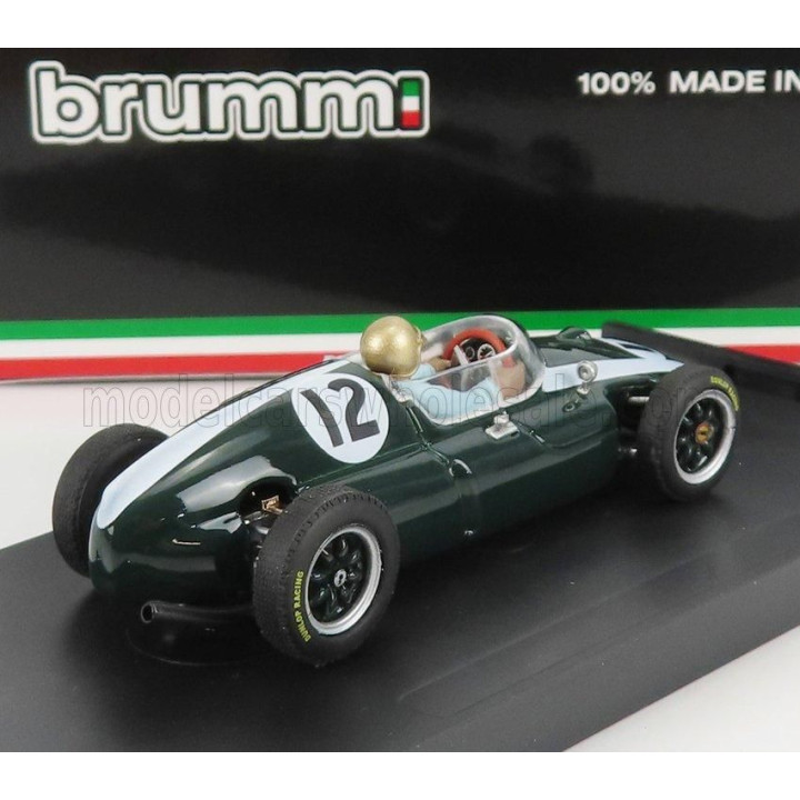 BRUMM COOPER F1 T51 CLIMAX N 12 WINNER BRITISH GP JACK BRABHAM 1959 WORLD CHAMPION - WITH DRIVER FIGURE - GREEN WHITE 1/43