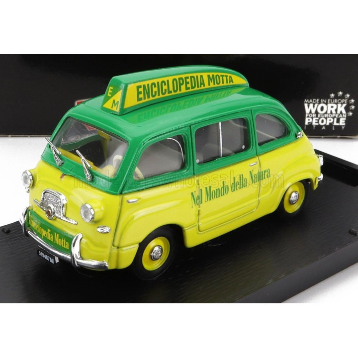 BRUMM FIAT 600 MULTIPLA - ENCICLOPEDIA MOTTA 1956 - YELLOW GREEN 1/43