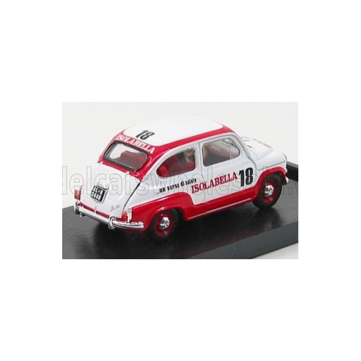 BRUMM FIAT 600D - AMARO 18 ISOLABELLA 1960 - WHITE RED 1/43