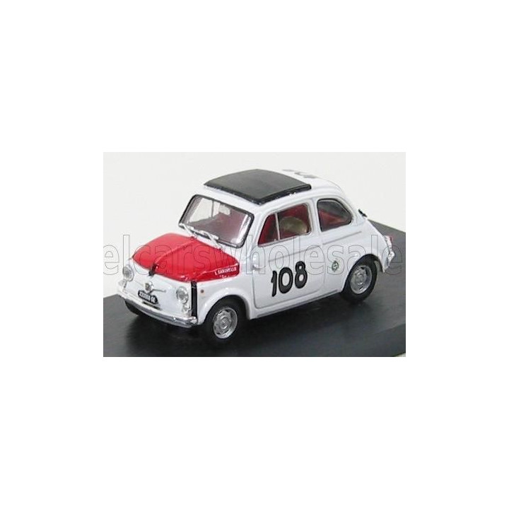 BRUMM FIAT 500 595 ABARTH N 108 TROFEO ITALIANO TURISMO WINNER COPPA GALLEGA 1965 LEONARDO DURST - WHITE RED 1/43