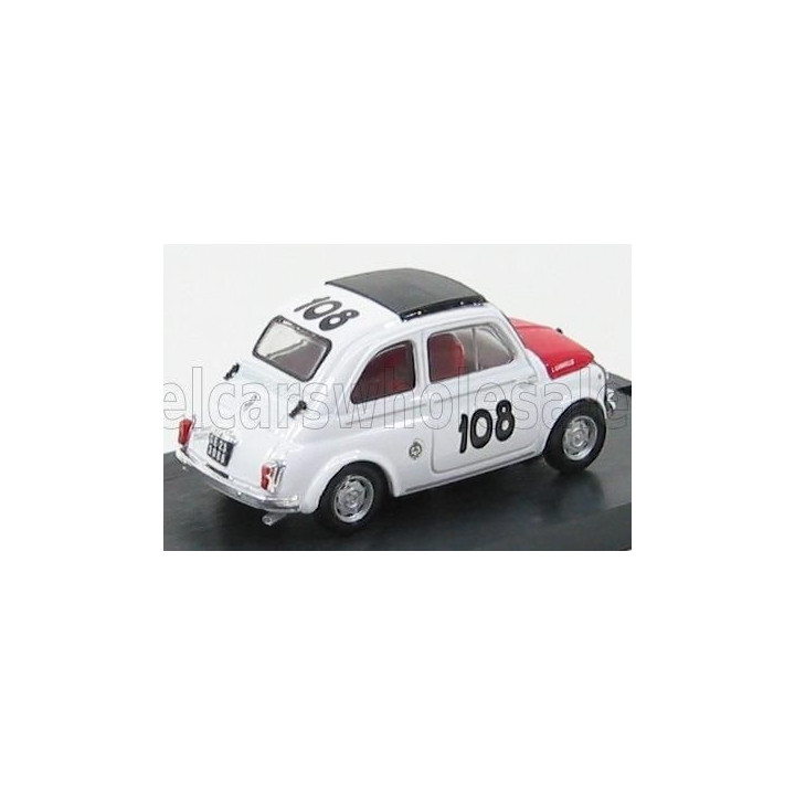 BRUMM FIAT 500 595 ABARTH N 108 TROFEO ITALIANO TURISMO WINNER COPPA GALLEGA 1965 LEONARDO DURST - WHITE RED 1/43