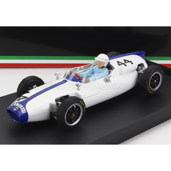 BRUMM COOPER F1  T56 N 44 BELGIUM GP 1961 M.GREGORY - WITH DRIVER FIGURE - WHITE BLUE 1/43