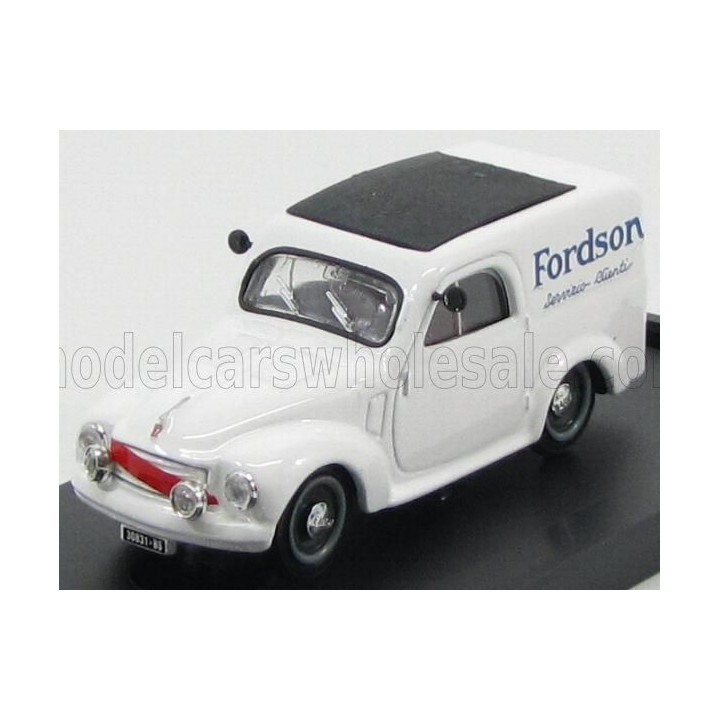 BRUMM FIAT 500C FURGONE VAN VEICOLO COMMERCIALE PUBLICITAIRE FORDSON BRESCIA SERVIZIO CLIENTI 1950 - WHITE BLACK 1/43