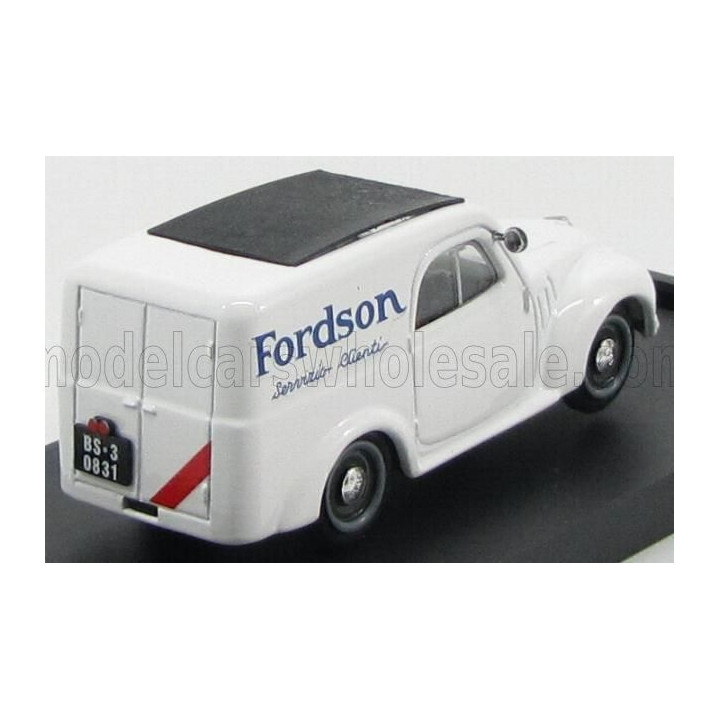 BRUMM FIAT 500C FURGONE VAN VEICOLO COMMERCIALE PUBLICITAIRE FORDSON BRESCIA SERVIZIO CLIENTI 1950 - WHITE BLACK 1/43