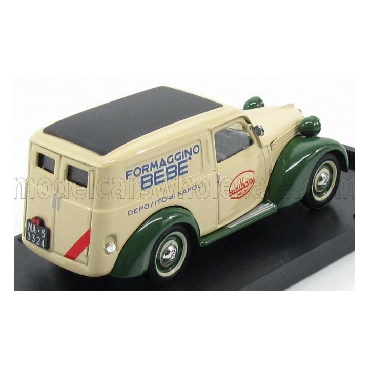 BRUMM FIAT 1100 FURGONE VAN VEICOLO COMMERCIALE PUBLICITAIRE GALBANI MELZO MILANO DEPOSITO DI NAPOLI 1950 - CREAM GREEN 1/43